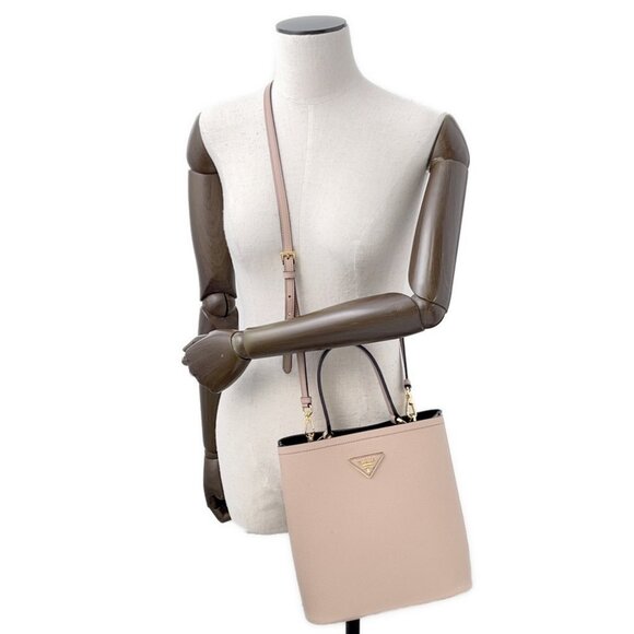 PRADA Panier 2WAYHandbag Leather Pink/Black 1BA212 - Picture 4 of 16